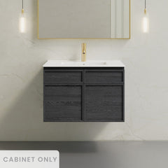 Wall-Mounted Vanity Cabinet, St. Tropez, 30 Inch without Top in Black Oak