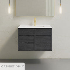 Wall-Mounted Vanity Cabinet, St. Tropez, 30 Inch without Top in Black Oak