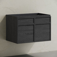 Wall-Mounted Vanity Cabinet, St. Tropez, 30 Inch without Top in Black Oak