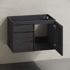 Wall-Mounted Vanity Cabinet, St. Tropez, 30 Inch without Top in Black Oak