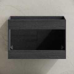 Wall-Mounted Vanity Cabinet, St. Tropez, 30 Inch without Top in Black Oak