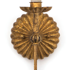 Wall Sconce, 1 Light, Antique Gold Leaf Iron with White Fabric Shade