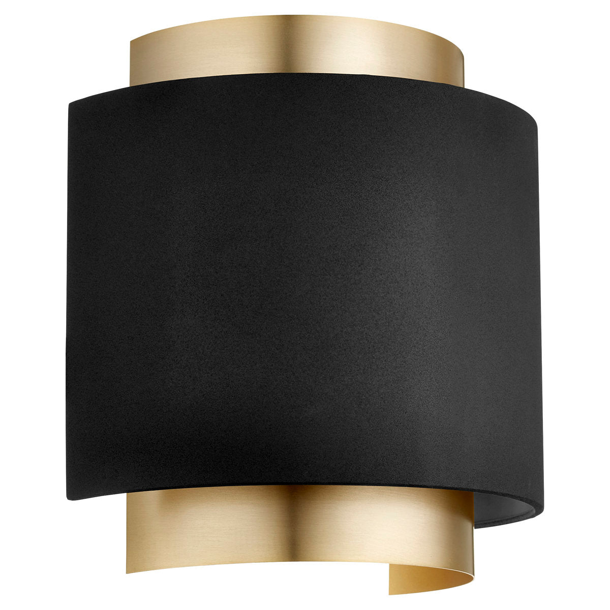 Wall Sconce, 1-Light, Black Shade with Aged Brass Frame
