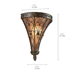 Wall Sconce, 1 Light, Bronze with Umber Seeded Glass Shade