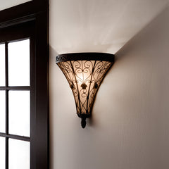 Wall Sconce, 1 Light, Bronze with Umber Seeded Glass Shade