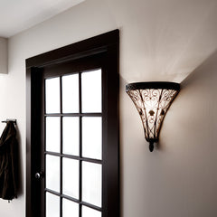 Wall Sconce, 1 Light, Bronze with Umber Seeded Glass Shade