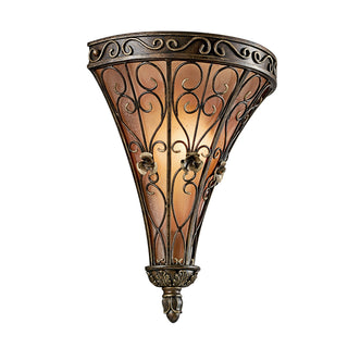 Wall Sconce, 1 Light, Bronze with Umber Seeded Glass Shade