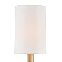 Wall Sconce, 1-Light Crystal and Steel in Aged Brass with White Shade