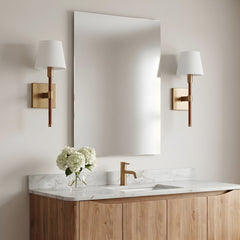 Wall Sconce, 1-Light Dimmable in Time Worn Brass with White Empire Shade