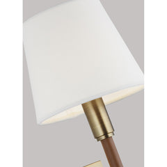 Wall Sconce, 1-Light Dimmable in Time Worn Brass with White Empire Shade