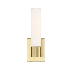Wall Sconce, 1-Light Integrated LED in Brushed Nickel with White Glass Shade