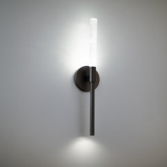 Wall Sconce, 1-Light Integrated LED with Glass Shade and Aluminum Back Plate