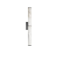 Wall Sconce, 1 Light, Matte Black with White Faux Alabaster Shade