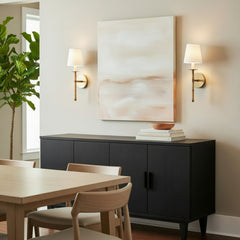 Wall Sconce, 1 Light, Natural Rattan with Brass Finish