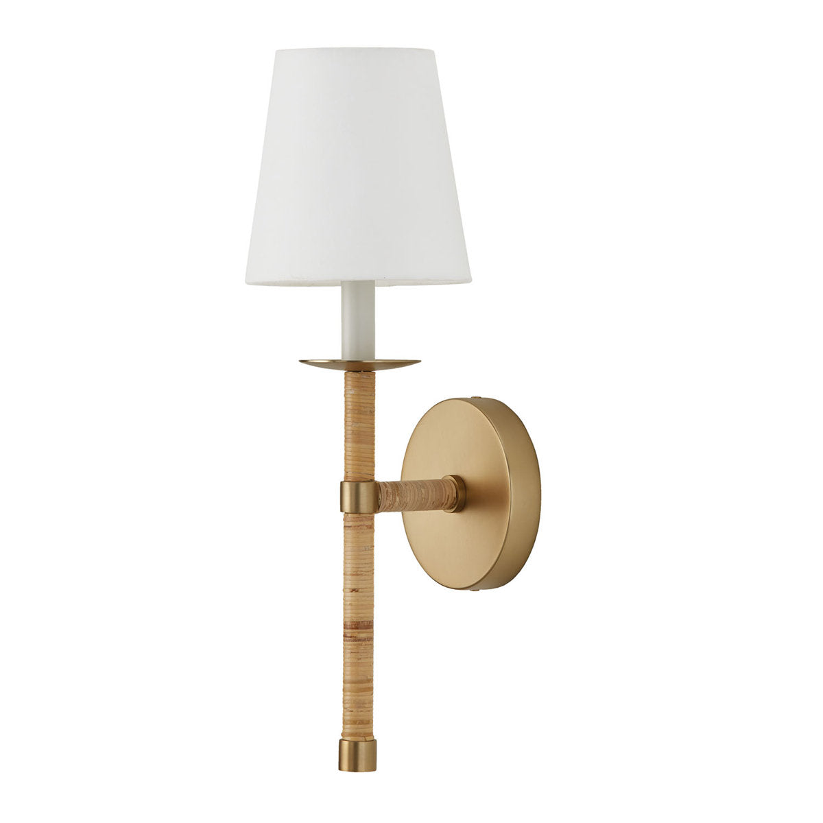 Wall Sconce, 1 Light, Natural Rattan with Brass Finish