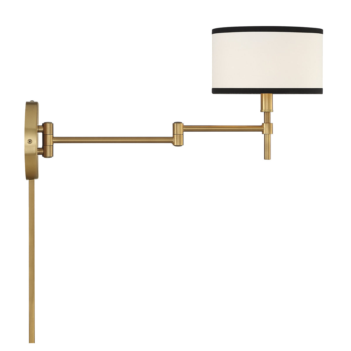 Wall Sconce, 1-Light Swing Arm with White Shade and Brass Finish