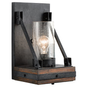 Wall Sconce, 1 Light with Clear Seeded Glass Shade in Auburn Stained Finish