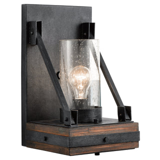 Wall Sconce, 1 Light with Clear Seeded Glass Shade in Auburn Stained Finish