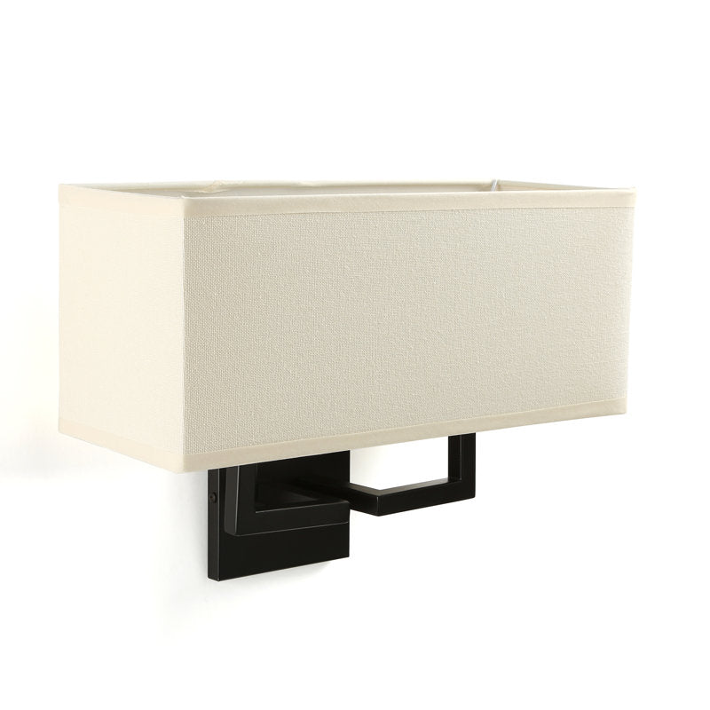 Wall Sconce, 2 Light, Bronze Finish with Off White Linen Shade