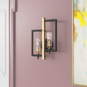Wall Sconce, 2-Light, Metal with Clear Glass Shade