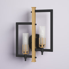 Wall Sconce, 2-Light, Metal with Clear Glass Shade