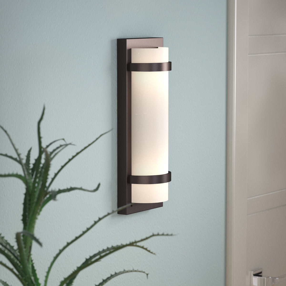 Wall Sconce, 2-Light, Metal with Glass Shade