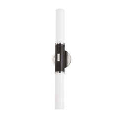 Wall Sconce, 2-Light, Polished Nickel with Opal Etched Glass Shade