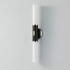 Wall Sconce, 2-Light, Polished Nickel with Opal Etched Glass Shade