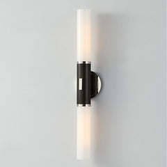 Wall Sconce, 2-Light, Polished Nickel with Opal Etched Glass Shade