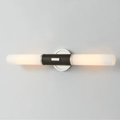 Wall Sconce, 2-Light, Polished Nickel with Opal Etched Glass Shade
