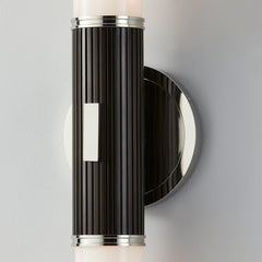 Wall Sconce, 2-Light, Polished Nickel with Opal Etched Glass Shade