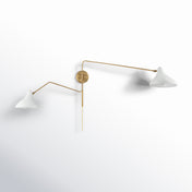 Wall Sconce, 2-Light, White Shade with Brass Finish