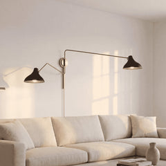 Wall Sconce, 2-Light, White Shade with Brass Finish