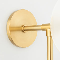 Wall Sconce, 2 Lights, Aged Brass Steel with Glass Globe Shades