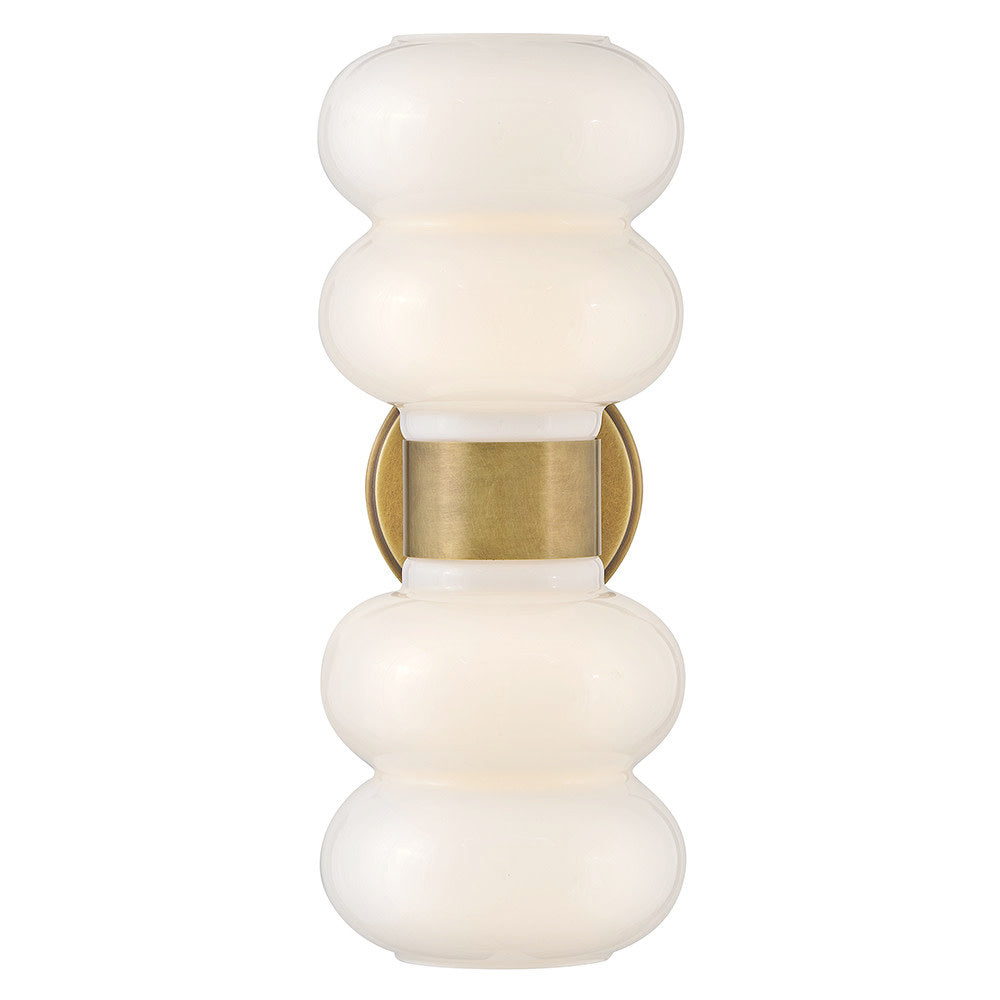 Wall Sconce, 2 Lights, Bronze Steel with Cased Opal Shade