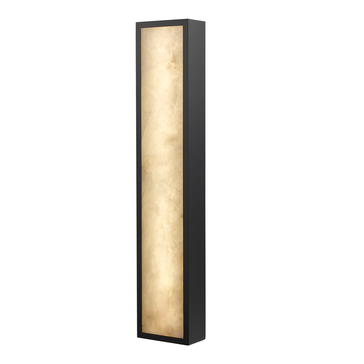 Wall Sconce, 24 In, Black with Alabaster Glass Shade