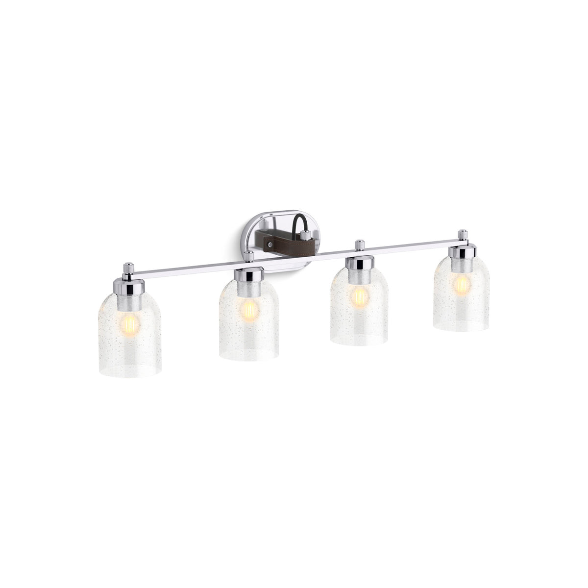 Wall Sconce, 4-Light with Seeded Glass Bell Shades in Polished Chrome