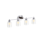 Wall Sconce, 4-Light with Seeded Glass Bell Shades in Polished Chrome