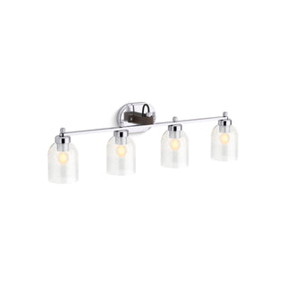 Wall Sconce, 4-Light with Seeded Glass Bell Shades in Polished Chrome