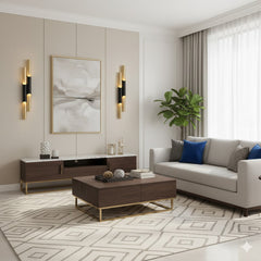 Wall Sconce, 4 Lights in Matte Black with Gold Interior