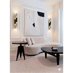Wall Sconce, 4 Lights in Matte Black with Gold Interior