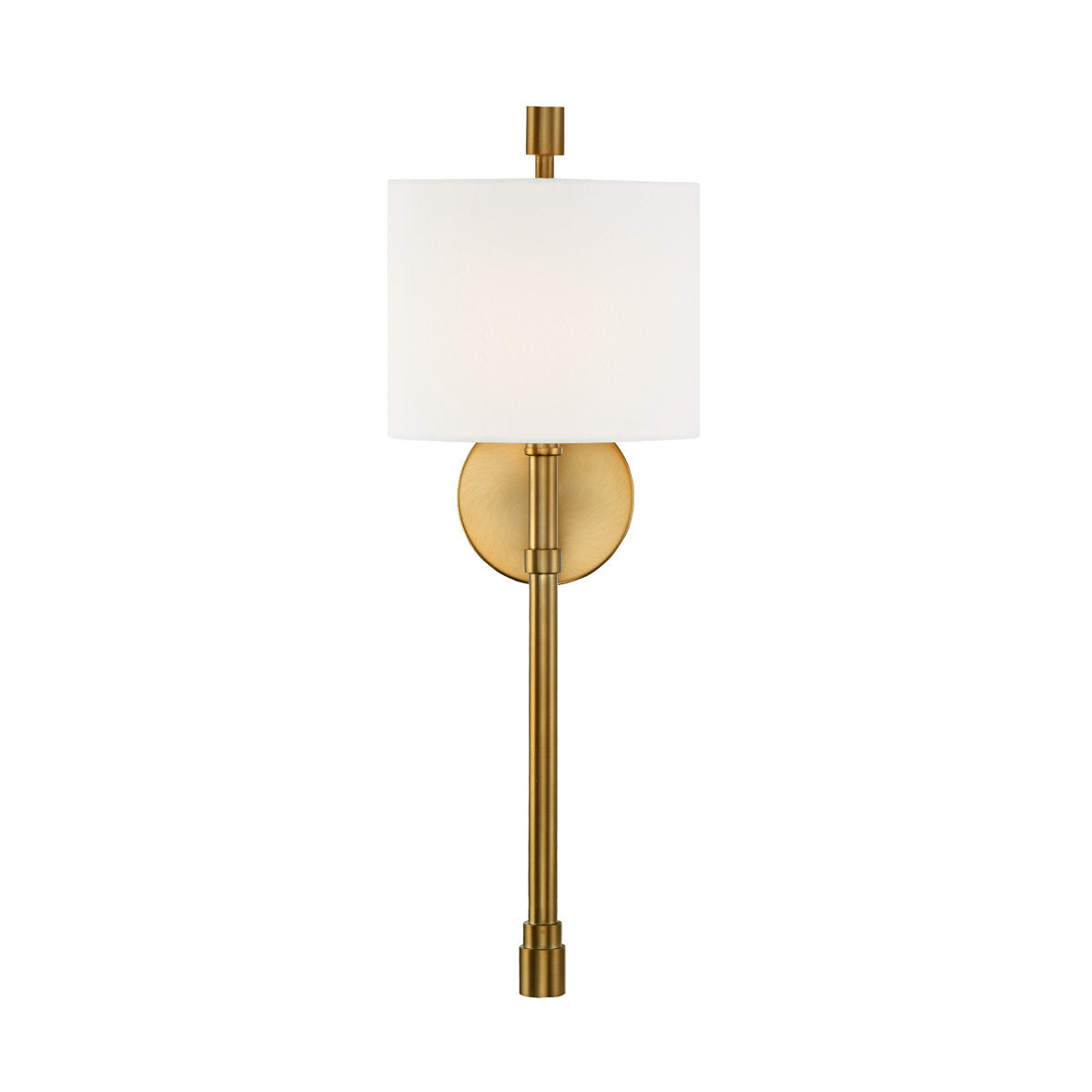 Wall Sconce, Gold Metal with White Silk Shade