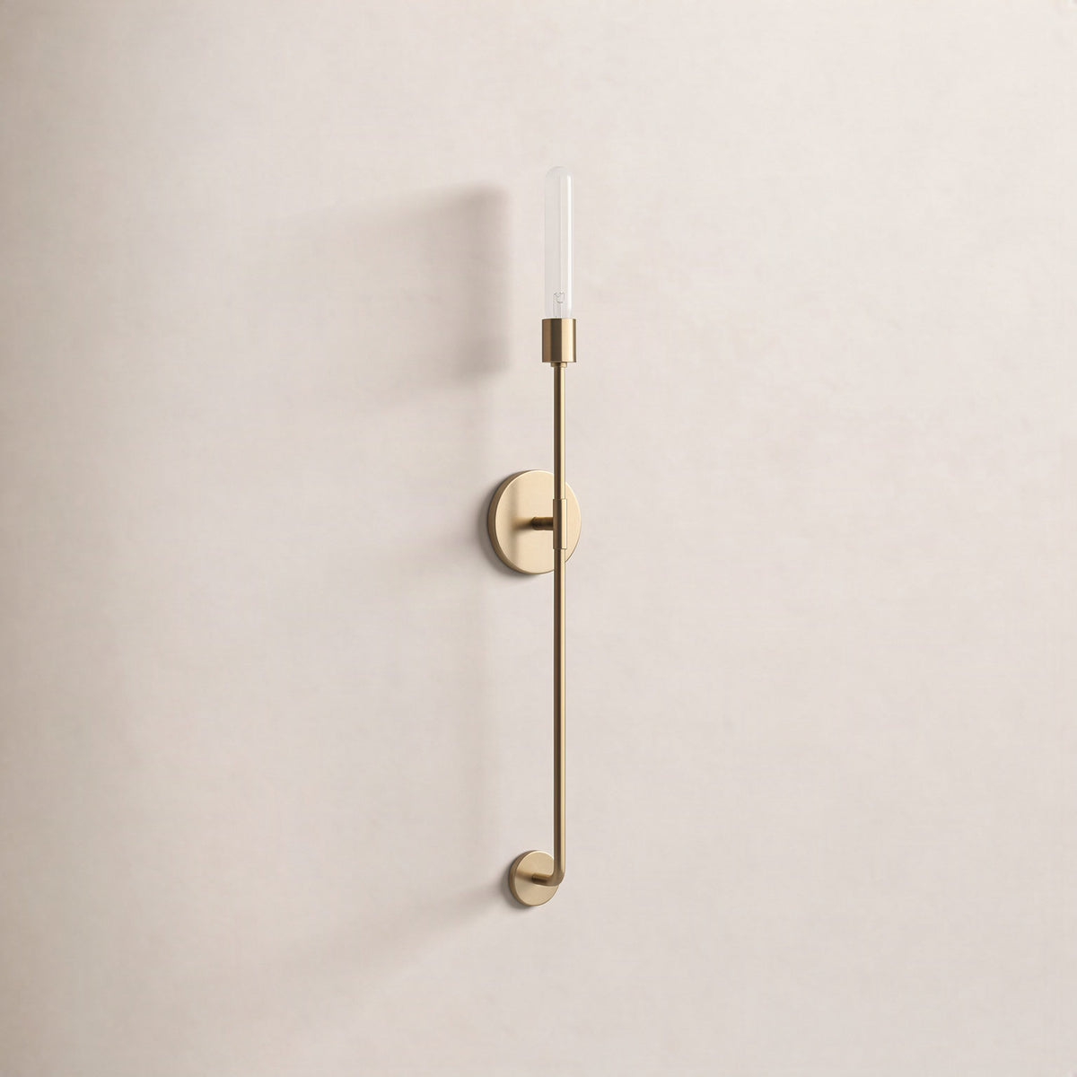 Wall Sconce in Aged Brass Steel, 35 Inches Tall
