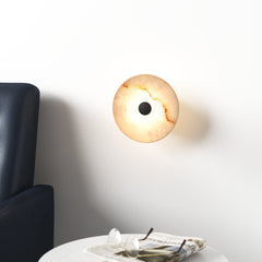 Wall Sconce, LED Alabaster Shade with Matte Black Finish