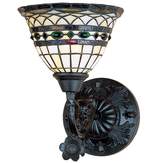 Wall Sconce, One Light, Mahogany Bronze with Stained Glass Shade