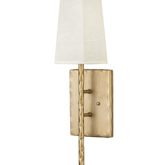 Wall Sconce, Single Light with Linen Shade in Champagne Gold