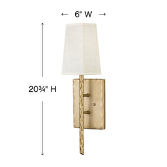 Wall Sconce, Single Light with Linen Shade in Champagne Gold