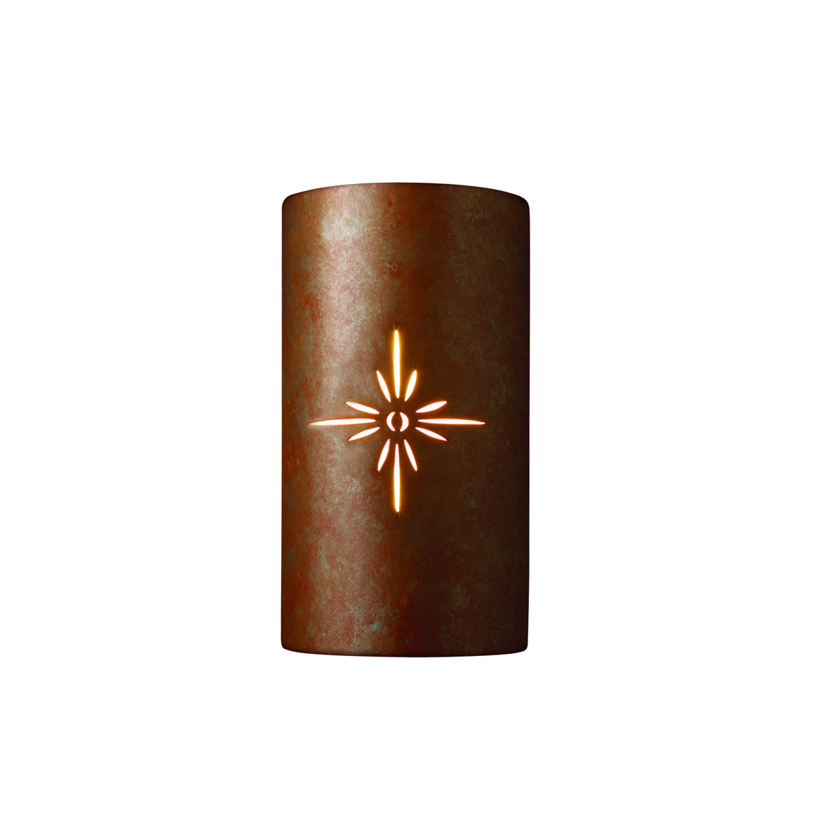 Wall Sconce with Ceramic Shade in Rust Patina
