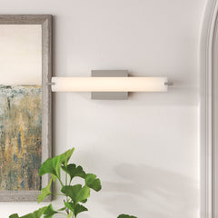 Wall Sconce with Etched Opal Glass Shade in Brushed Nickel