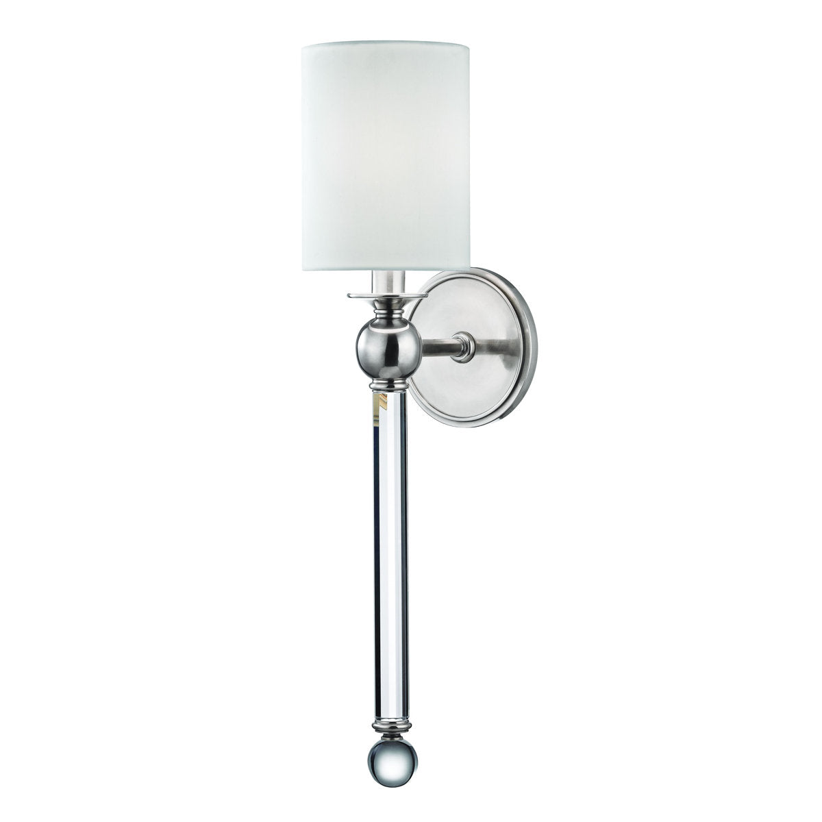 Wall Sconce with Faceted Crystal Arm in Polished Nickel
